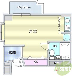 ロイヤルコート上池田 ワンルームの間取図画像