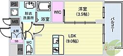 プレサンス庄内ブレイシス 1LDKの間取図画像