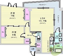 スローハスコート 2LDKの間取図画像