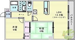 山ノ上エミネンス 2LDKの間取図画像