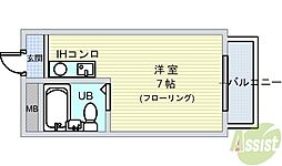 ユニバーサルコート柴原 ワンルームの間取図画像