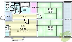 セ・ランジュ豊中 2DKの間取図画像