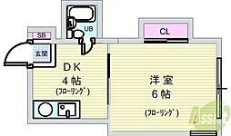 JPアパートメント豊中4 1Kの間取図画像