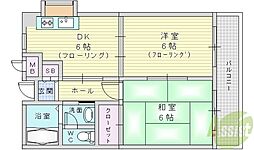 カルム緑地公園2 2DKの間取図画像