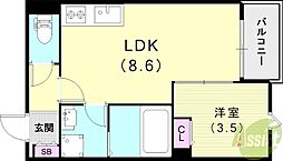kit石橋阪大前 1LDKの間取図画像