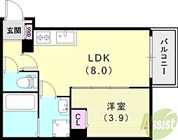 kit石橋阪大前 1LDKの間取図画像