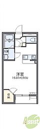レオネクストキッショー3 1Kの間取図画像