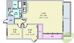 朝日プラザ東豊中 2LDKの間取図画像