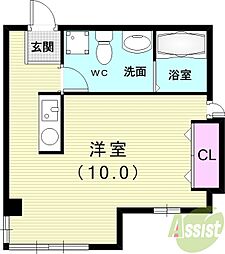 めぞんどそれいゆ 1Kの間取図画像