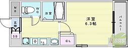 ラナップスクエア東天満 1Kの間取図画像