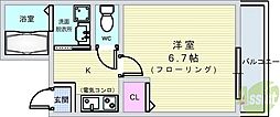 上野坂グランハイツC 1Kの間取図画像