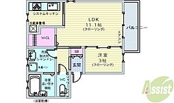 カトル・セゾン 1LDKの間取図画像