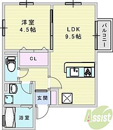 エクセラ見野 1LDKの間取図画像