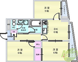 シャンティー豊中 3DKの間取図画像