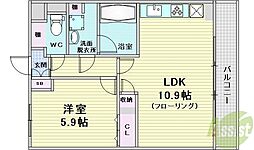 メゾンハナミズキ豊中 1LDKの間取図画像