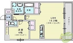 ウィスタリア三国 1LDKの間取図画像