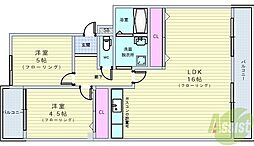 ロイヤルハイツ上野西 2LDKの間取図画像