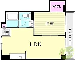 高木マンション 1LDKの間取図画像