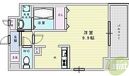 KDXレジデンス豊中南 ワンルームの間取図画像