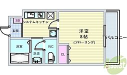 シャンヴェルジェ豊中3 1Kの間取図画像
