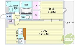 リブリ・リヴェール池田呉服町 1LDKの間取図画像