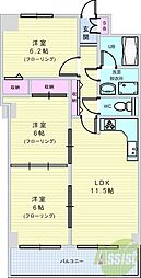 インペリアル花屋敷 3LDKの間取図画像