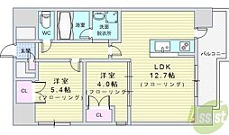 グランデージ池田栄本町 2LDKの間取図画像