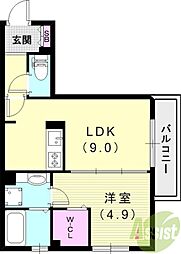 アリエッタ牧落 1LDKの間取図画像