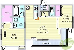 Grandes Fleurs ISHIBASHI 2LDKの間取図画像