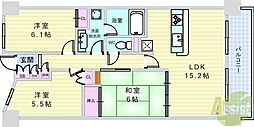 ガーデンフラッツ豊中旭ケ丘センタープレイス 3LDKの間取図画像