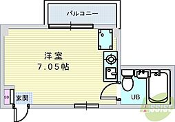 リベラール美園 ワンルームの間取図画像