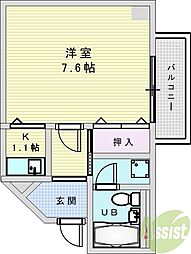 ナヴィール箕面 1Kの間取図画像
