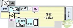アクアラフォレ豊中 ワンルームの間取図画像