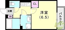 ヴェルドミール栄根 1Kの間取図画像