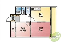 マリンコート川西 2DKの間取図画像