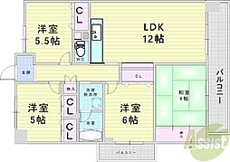 プレシオ緑ケ丘 4LDKの間取図画像