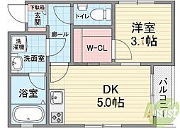 アヴィータ豊島北 1DKの間取図画像