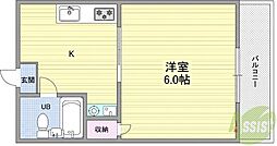 シティハイツ槻木 1Kの間取図画像