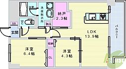 クランエシオ 2LDKの間取図画像