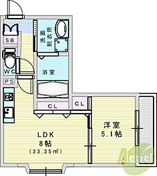 ラモーナ庄内栄町 1LDKの間取図画像