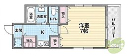 プラザイマイ 1Kの間取図画像