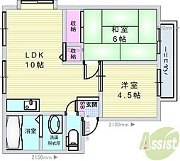 ラフォーレ箕面2棟 2LDKの間取図画像