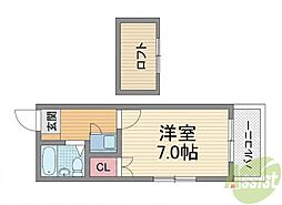 マンショントニオー能勢口第2 1Kの間取図画像