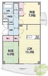 ベリオ豊島野 2LDKの間取図画像