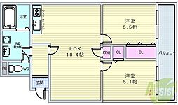 ウェルスクエア豊中北桜塚 2LDKの間取図画像