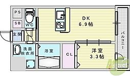 第17千里ハイツ 1DKの間取図画像