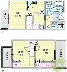 箕面ブジノースB棟 2LDKの間取図画像