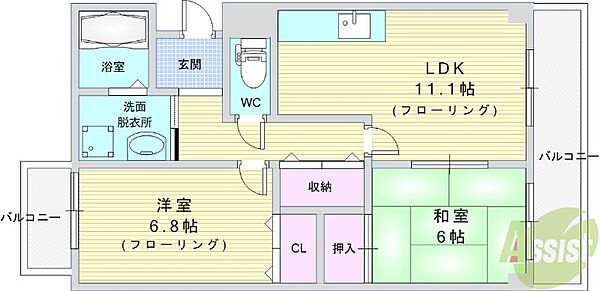 ベリオ豊島野 203｜大阪府池田市天神1丁目(賃貸マンション2LDK・2階・56.41㎡)の写真 その2