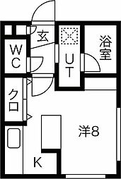 札幌市営南北線 平岸駅 徒歩5分の賃貸マンション 3階1Kの間取り