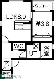 名古屋市営名城線 黒川駅 徒歩11分の賃貸アパート 2階1LDKの間取り